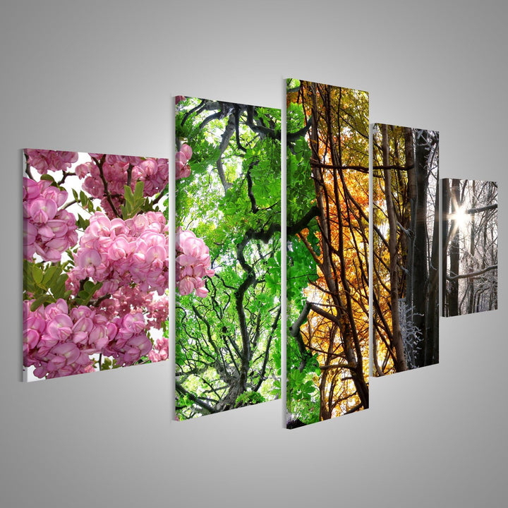 islandburner Bild auf Leinwand Vier Jahreszeiten Wandbild Poster Kunstdruck Bilder Format: 170x80cm