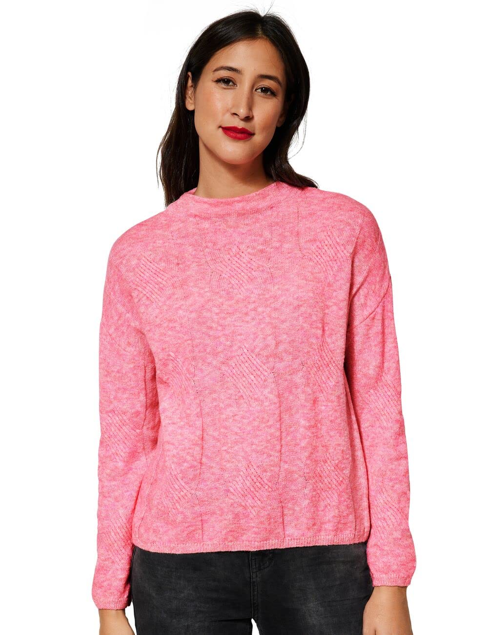 Street One Damen Pullover Weicher Mittelstrick Rosa Pink Meliert 44 Winter Rose Melange, 44 Winter R