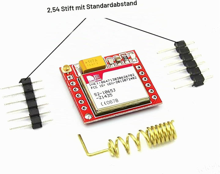 ARCELI 2 x GPRS GSM Module, Breakout Modul TTL serielle Schnittstelle 3.7~4.2V Quad-Band 850/900/180