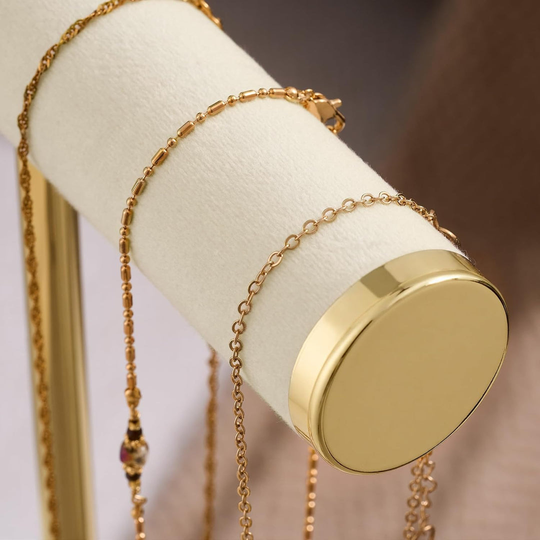 Schmuck Organizer mit 3 Ebenen - Beige Schmuckständer Armbänder, Abnehmbarer T-Steg Schmuck Ständer,