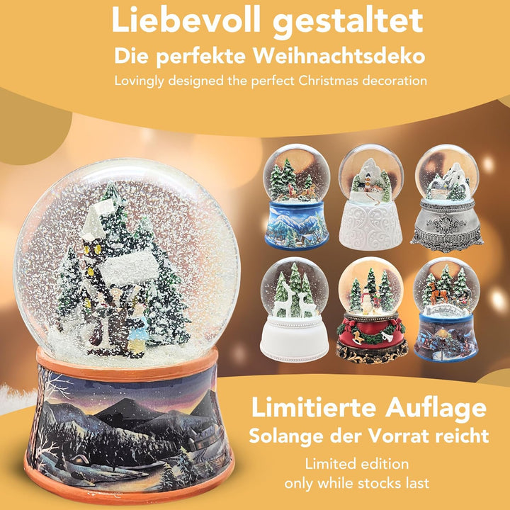 Nostalgie-Schneekugel Romantischer Winterspaziergang Spieluhr Winter Wonderland 10cm Durchmesser * 2