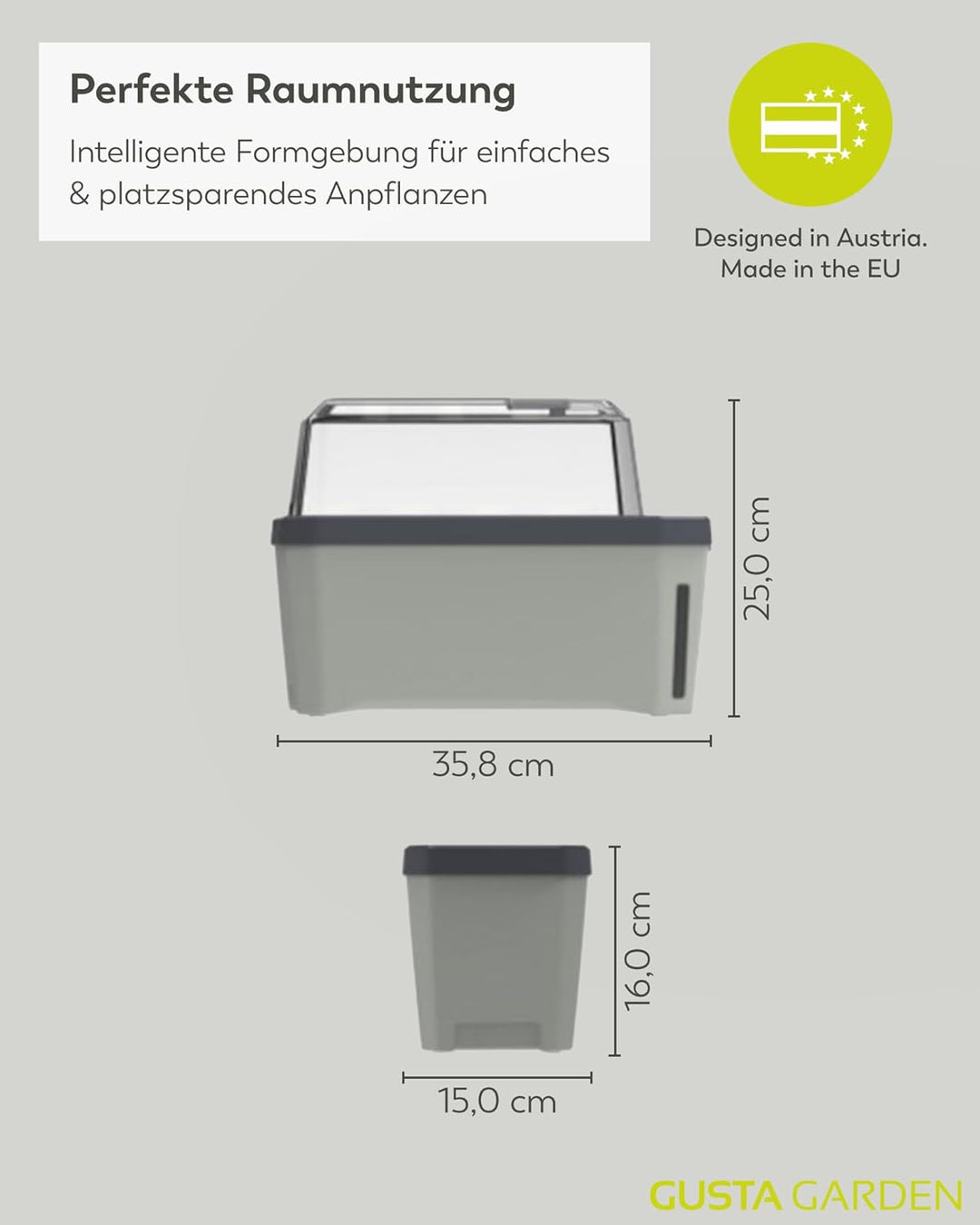 Harry Herbs - 4 in 1 Kräutertopf - Anzucht - Microgreens - Hydroponik - integriertes Wasserreservoir