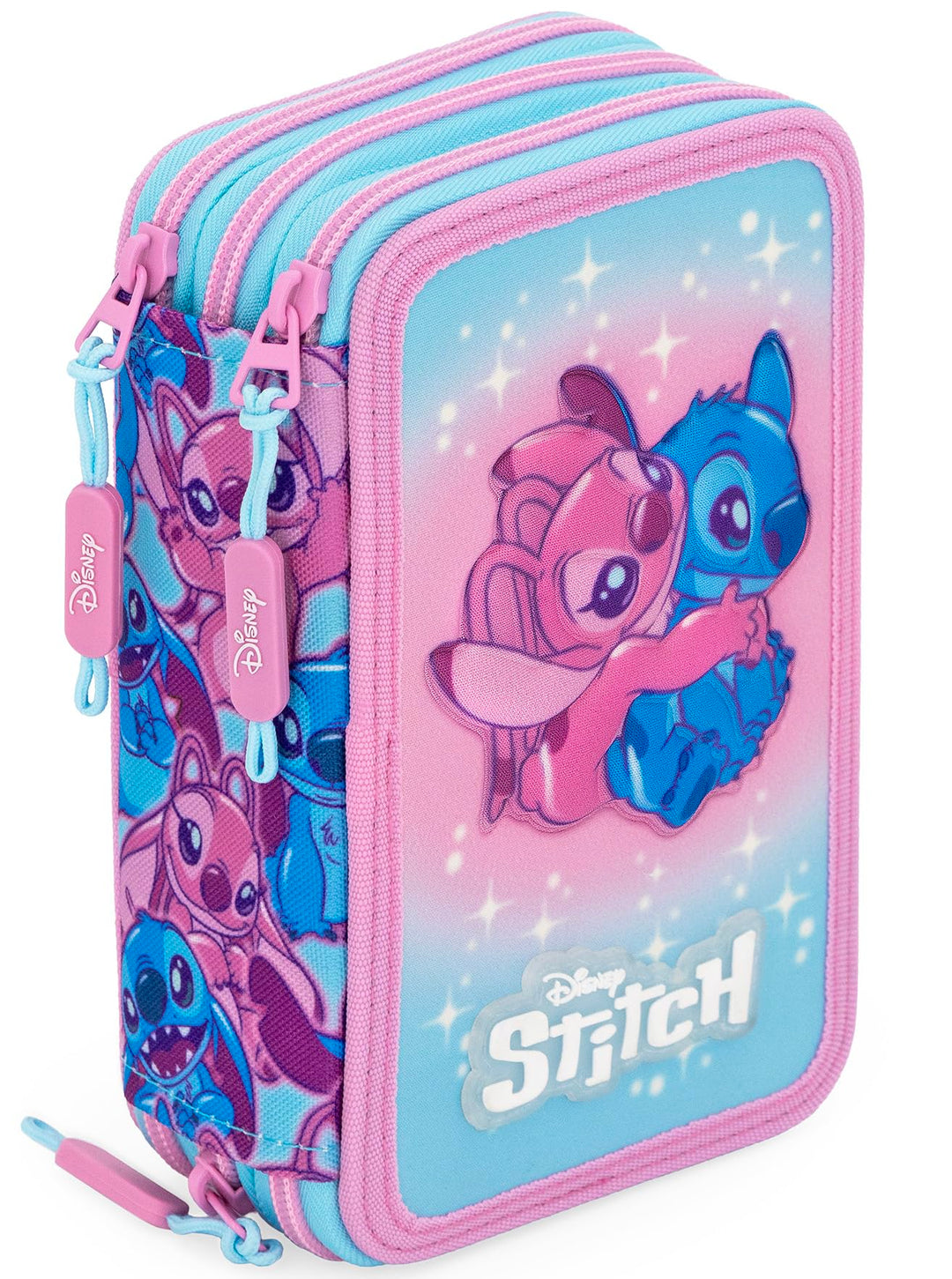 3-Fach Federmäppchen Mädchen Gefüllt für Stitch Fan – Schulmäppchen Set 46 Teile mit Radierbaren Sti