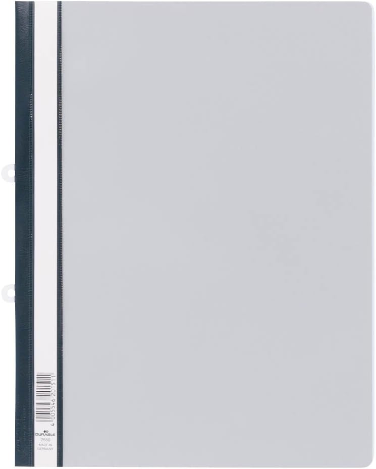 Durable Sichthefter mit Abheftschieber, überbreit, grau, 25er Packung, 258010, grau