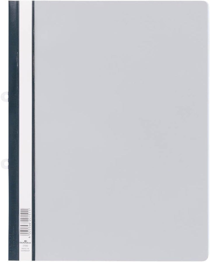 Durable Sichthefter mit Abheftschieber, überbreit, grau, 25er Packung, 258010, grau
