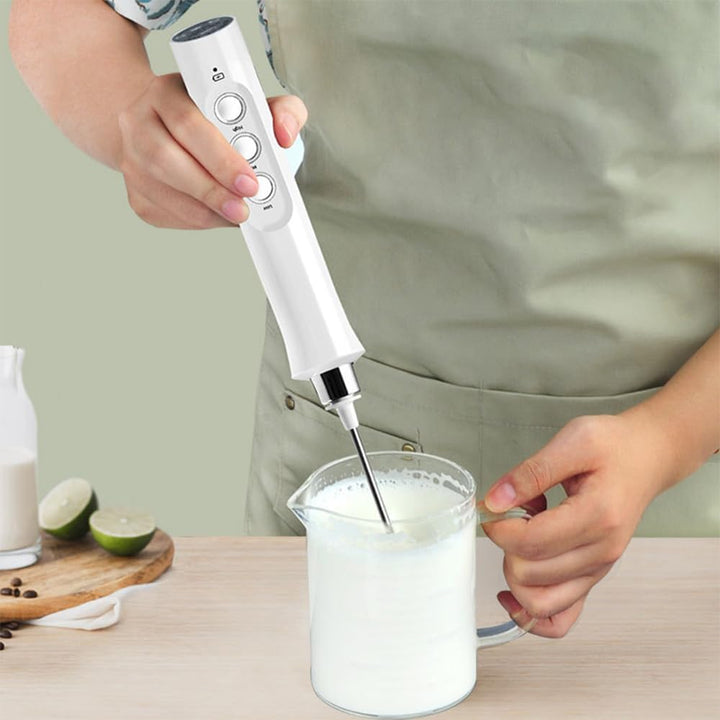Elektrischer Milchaufschäumer, Aufschäumstab aus Edelstahl 304 mit 3 Aufsätzen, Kaffeeschäumer, USB-