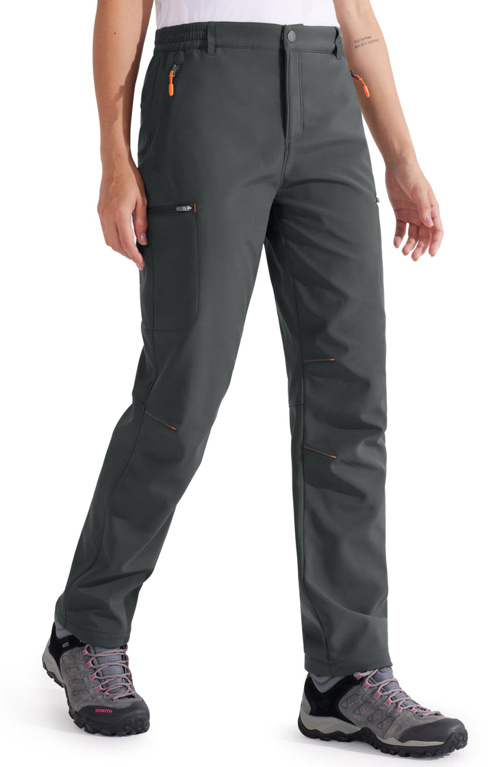 Libin Damen Wanderhose Thermohose Gefüttert Winter Outdoorhose Warme Softshellhose Wasserdicht Windd