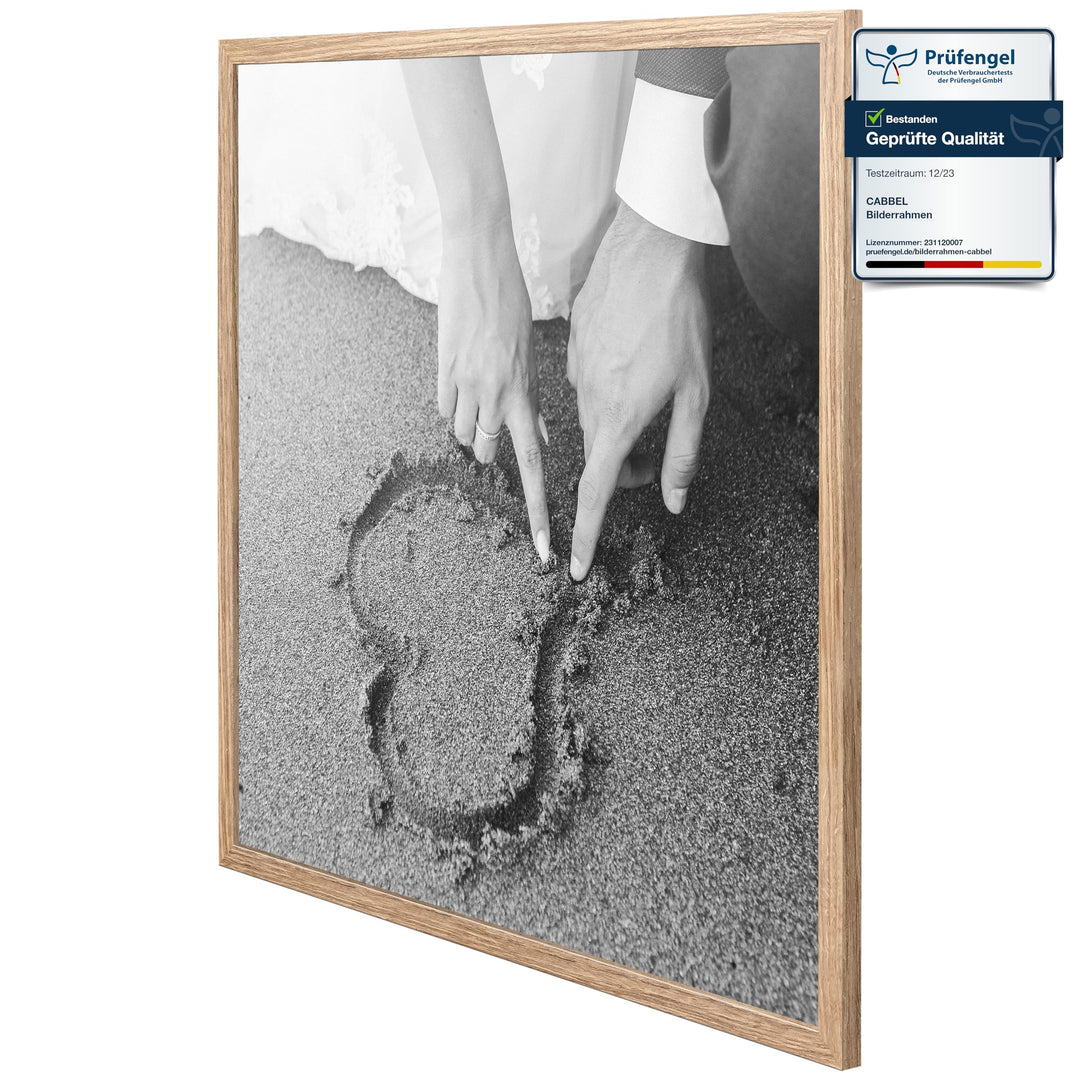 CABBEL 1x Bilderrahmen 60x60 cm Eiche Rahmen 1-Pack | Dokumentenrahmen, Collage, Poster | MDF Holz-P