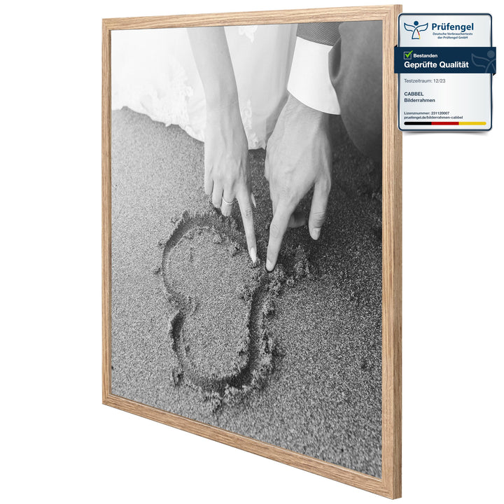 CABBEL 1x Bilderrahmen 60x60 cm Eiche Rahmen 1-Pack | Dokumentenrahmen, Collage, Poster | MDF Holz-P