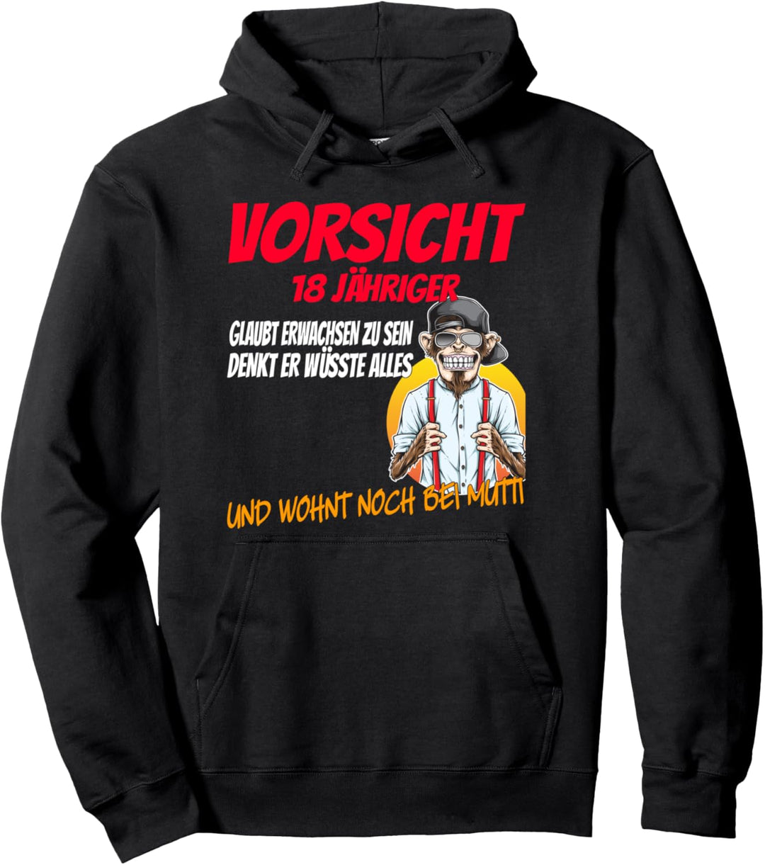 Vorsicht 18 Jähriger Geburtstag Lustiges Geschenk Volljährig Pullover Hoodie