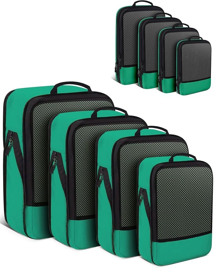 BAGLHER Packwürfel Kompression für die Reise - Extrem platzsparender Koffer-Organizer-Set, wasserdic