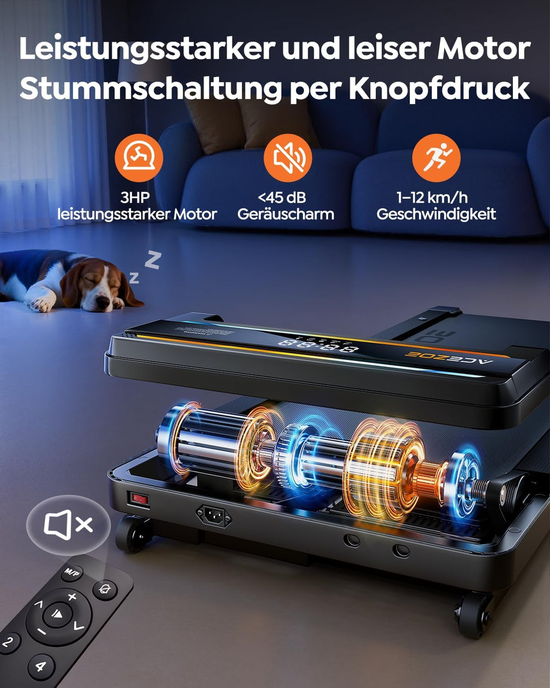 laufband für Zuhause mit Neigung, 6 IN 1 Walking Pad mit 0~15% Automatischer Steigung, 3.0HP Klappba