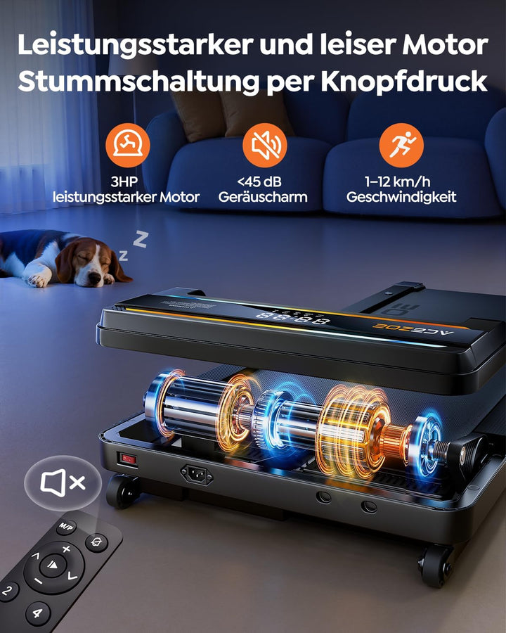 laufband für Zuhause mit Neigung, 6 IN 1 Walking Pad mit 0~15% Automatischer Steigung, 3.0HP Klappba