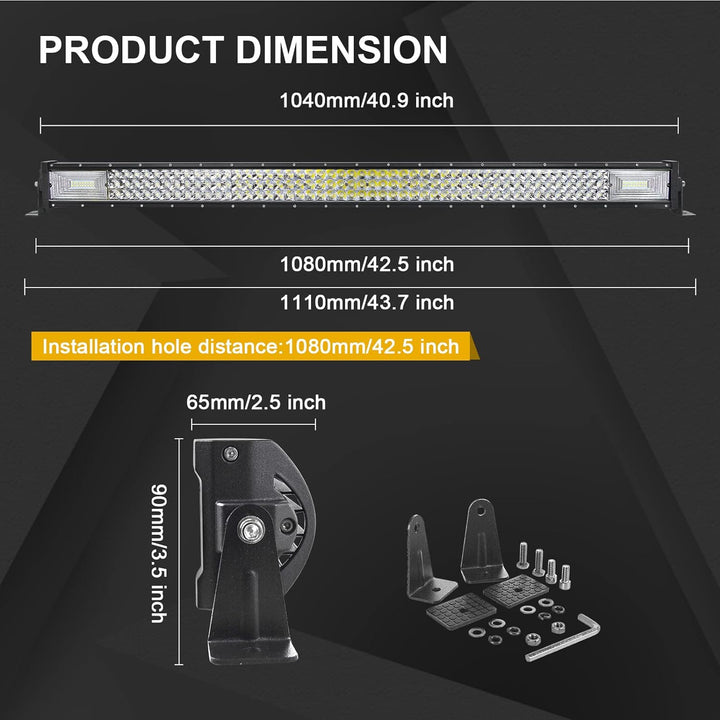 Willpower 42 Zoll 107CM 540W Led Arbeitsscheinwerfer Bar + 4 Zoll 10CM Led Scheinwerfer + Kabelbaum