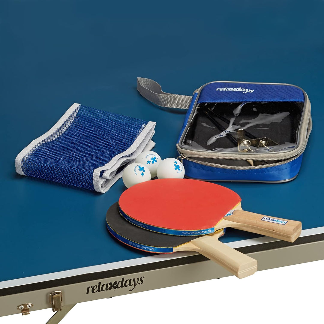 Relaxdays Tischtennis-Set Tasche, 2 Holzkellen, 3 Tischtennisbälle, Ping Pong Netz HxBxT: ca. 14 x 1