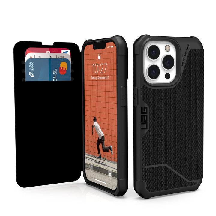 Urban Armor Gear Metropolis Folio Hülle kompatibel mit Apple iPhone 13 Pro [Wireless Charging (Qi) k