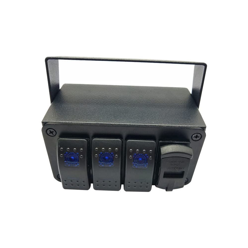 TOTMOX 3 Gang 12V-24V Rocker Switch Panel mit 4.8A Dual USB Fast Charge/Quick Charge 3.0 Ports, Univ