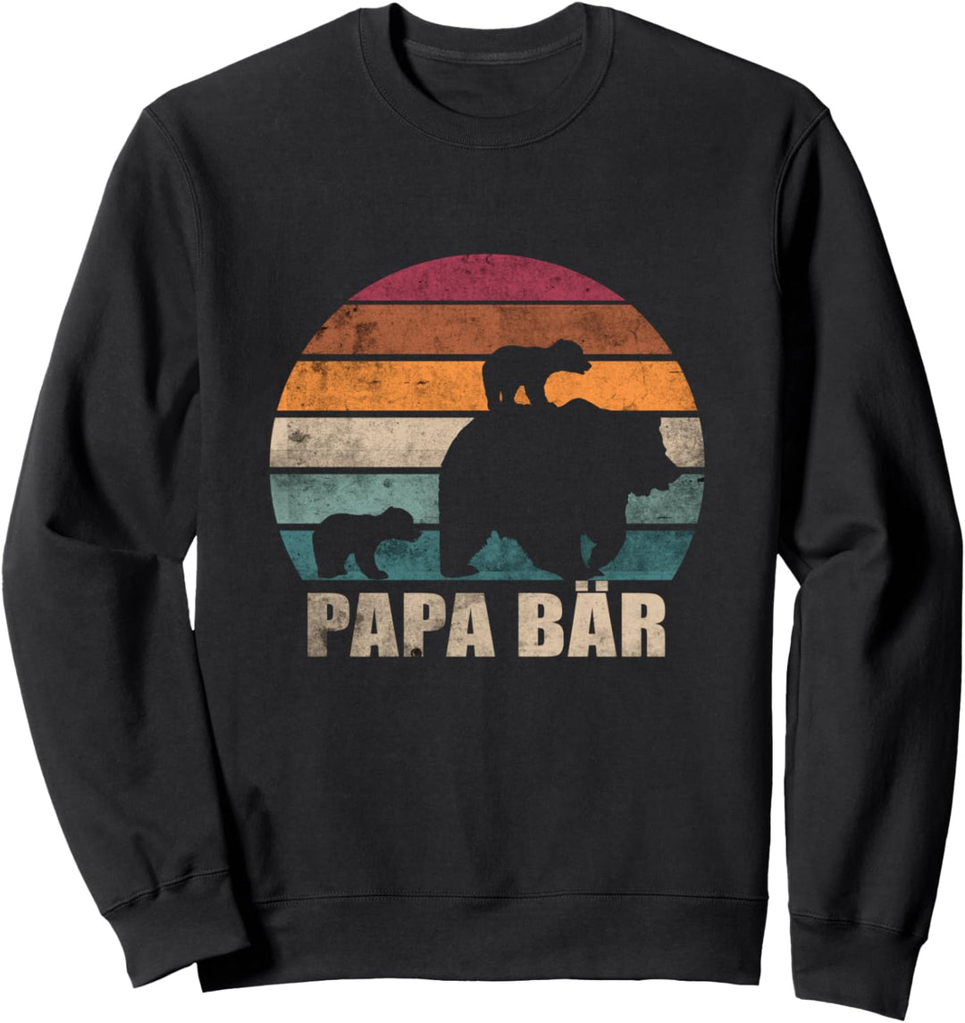 Papa Bär mit Zwillingen Vatertag Retro Vater von Zwillingen Sweatshirt