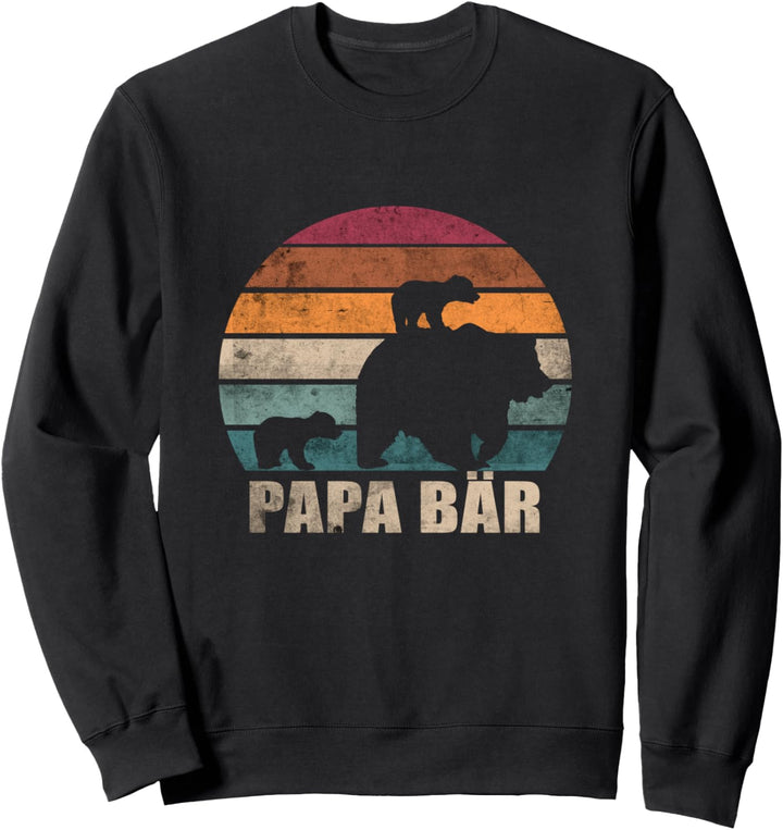 Papa Bär mit Zwillingen Vatertag Retro Vater von Zwillingen Sweatshirt