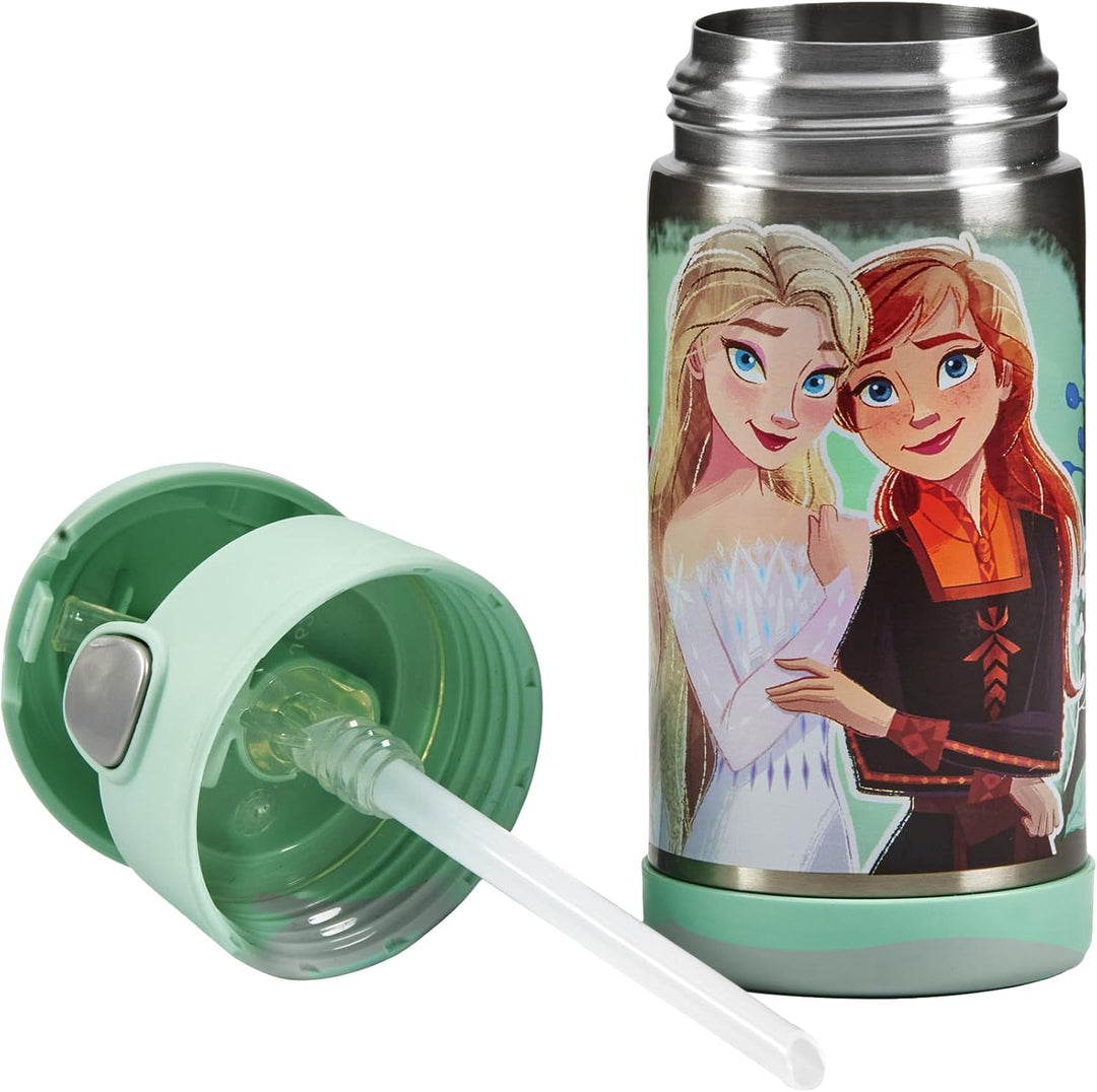 Thermos kids FUNTAINER STRAW BOTTLE DISNEY 0,35 l, Frozen II, Thermoflasche Kinder aus Edelstahl mit