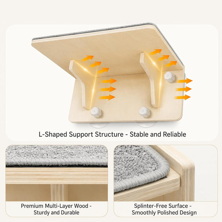 Katzen Fensterplätze (bis 16 kg), 2-in-1 für Wand &amp; Glas, Katzenkletterwand mit Waschbar Abnehmbar F