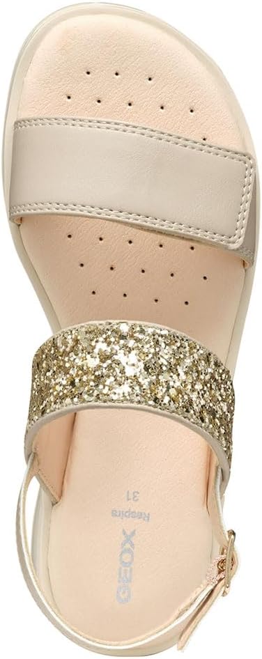 Geox Mädchen J Sandal Coralie GirSandal 28 EU Beige Platinum, 28 EU Beige Platinum