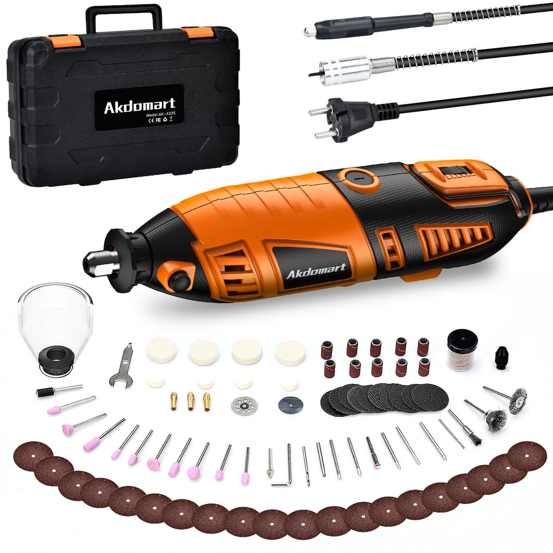 Akdomart Multifunktionswerkzeug, 200W Rotationswerkzeug, Rotary Tool Set con 135 Zubehör, 6 Einstell