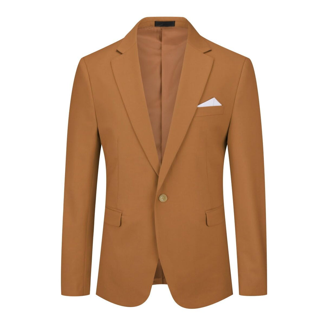 YOUTHUP Herren Sakko Slim Fit Anzugjacke für Business Hochzeit Eleganter 1 Knöpfen Blazer S Braun, S