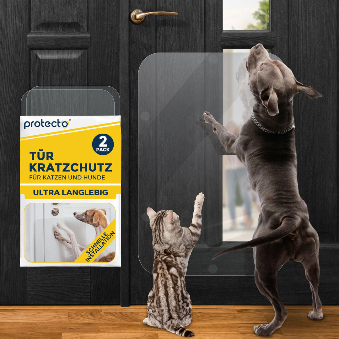 PROTECTO Türschutz für Hunde-Kratzschutz transparenter Katzen-Kratzschutz – mühelos anzubringender k