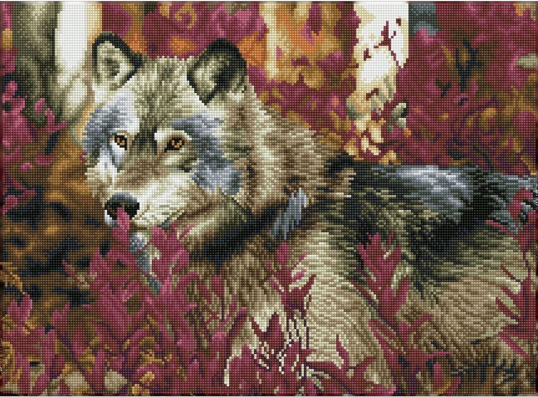 Diamond Dotz DQ12-001 Squares Autumn Wolf, ca. 42 x 57 cm gross, Diamond Painting, Malen mit Diamant