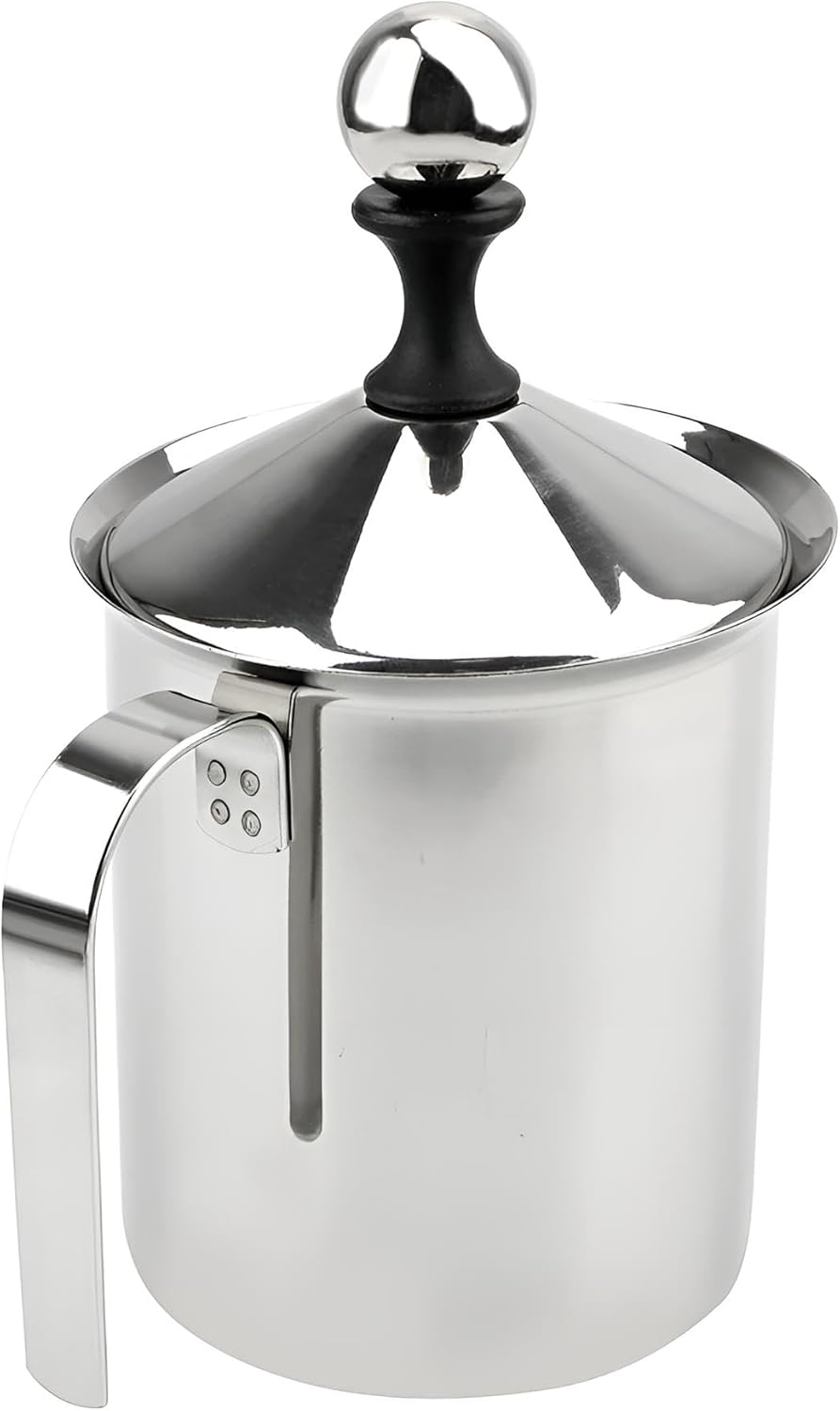 Milchaufschäumer manuell Edelstahl poliert | 400ml für 2-3 Portionen innerhalb kürzester Zeit | Milc