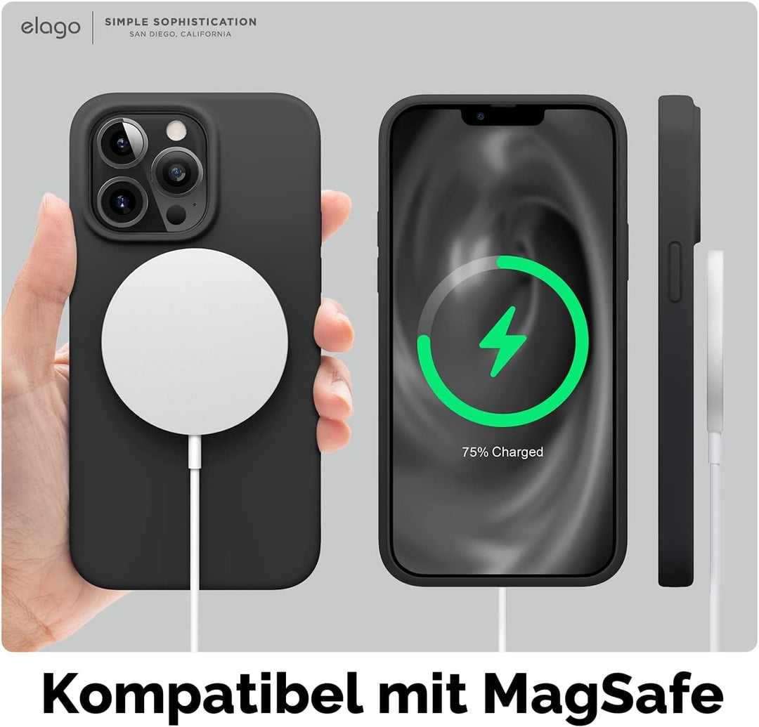 elago Schutzhülle aus Flüssigsilikon, kompatibel mit iPhone 13 Pro (6,1 Zoll), Rundumschutz – stossf