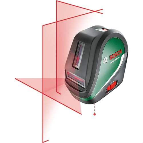 Bosch Kreuzlinienlaser UniversalLevel 3 mit Teleskopstange (Laserkreuz mit Vertikallinie im 90°-Wink