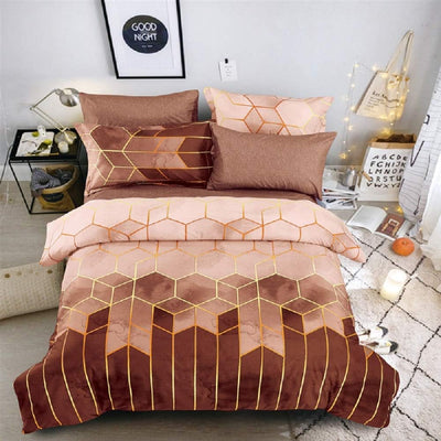 Luofanfei Microfaser Bettwäsche 200x220 Gelb Taupe Braun Khaki Streifen Geometrisch Gestreift Bettwa