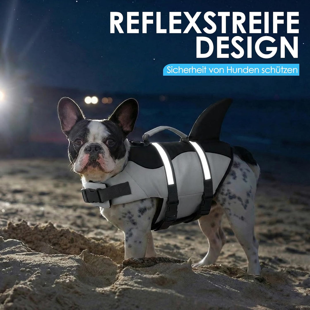 AOFITEE Schwimmweste Hund XS, Verstellbar Hundeschwimmweste Hai, Hoher Auftrieb Klein Hunde Schwimmw