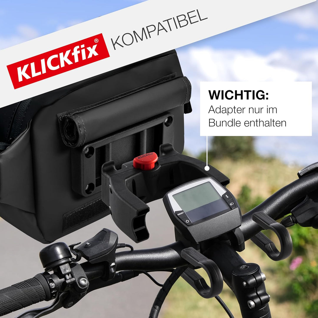 Valkental x KLICKfix 3in1 Lenkertasche 4L, Handyfach, Ebike geeignet | Vollreflektierend für hohe Si
