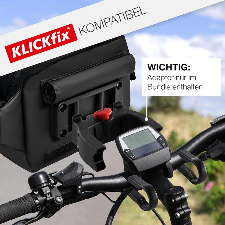 Valkental x KLICKfix 3in1 Lenkertasche 4L, Handyfach, Ebike geeignet | Vollreflektierend für hohe Si