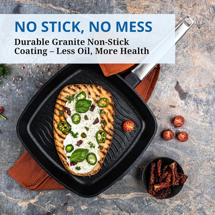 Westinghouse PERFORMANCE SERIES Grillpfanne, Grosse Bratpfanne 28 cm mit Edelstahl-Griff für Indukti