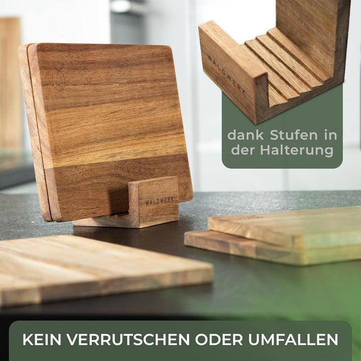 WALDWERK Frühstücksbrettchen 5er Set (23 x 16 x 1 cm) aus massiver Akazie - Frühstücksbrettchen Holz