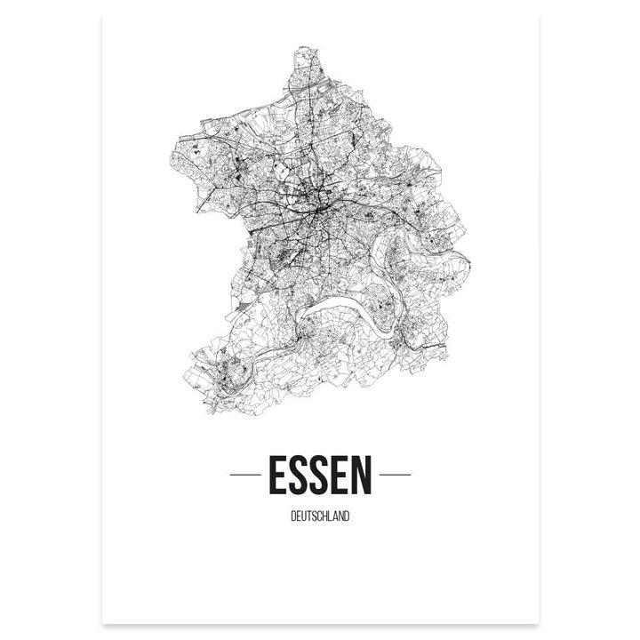 JUNIWORDS Stadtposter, Essen, Wähle eine Grösse, 40 x 60 cm, Poster, Schrift B, Weiss 40 x 60 cm Sch
