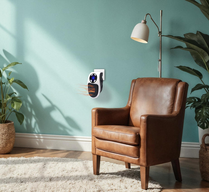 Elektrische Steckdosenheizung 500W Energiesparend, Geräuscharmer Thermoventilator mit Thermostat 15°