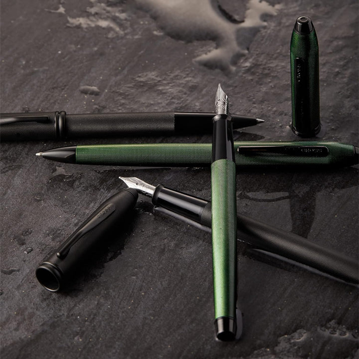 Cross Townsend Rollerball (Strichstärke M, Schreibfarbe: schwarz, inkl. Luxus Geschenkbox) Grün stru