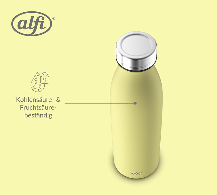 alfi PURE BOTTLE 750ml, gelb, lemon sorbet, Isolierflasche aus Edelstahl, kohlensäurefest, 12h heiss