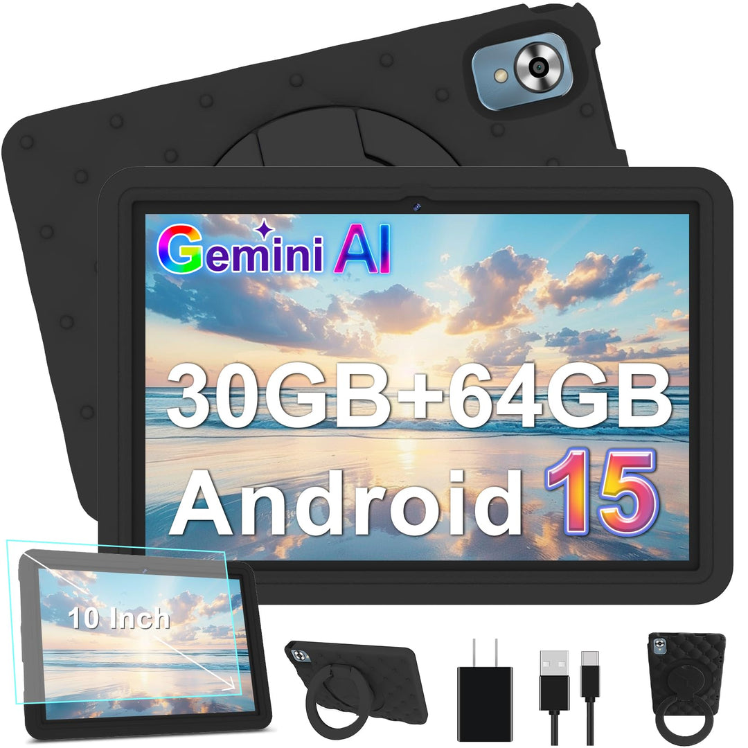 DMOAO Kinder Tablet 10 Zoll Android 15 mit 30GB RAM + 64GB ROM(2TB), 5G WLAN 6, Widevine L1, Elterli