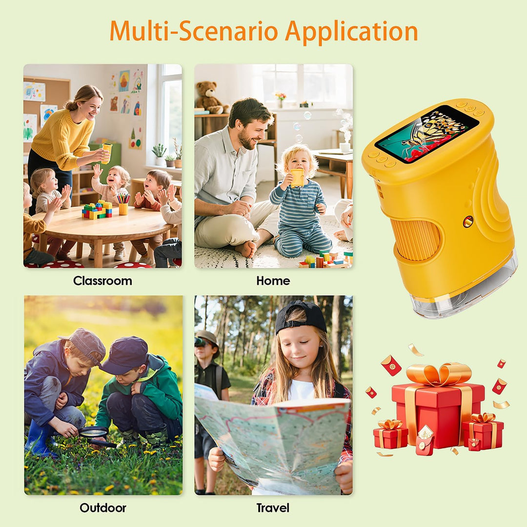 Handy Digital Mikroskop für Kinder, 1080P HD 2.0" Bildschirm Mini-Mikroskop, 1000X USB tragbares Tas