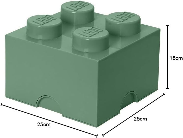 LEGO Aufbewahrungsstein, 4 Noppen, Stapelbare Aufbewahrungsbox, 5,7 l, sand grün