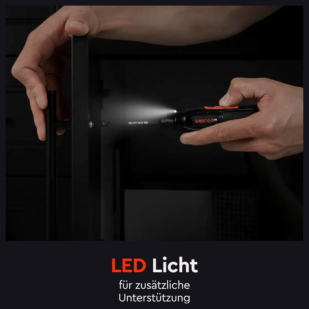 Elektroschrauber – Akku-Schrauberset – CSD-36X – Mini 3,6 V, LED, USB-C, 280 U/min – Koffer mit magn