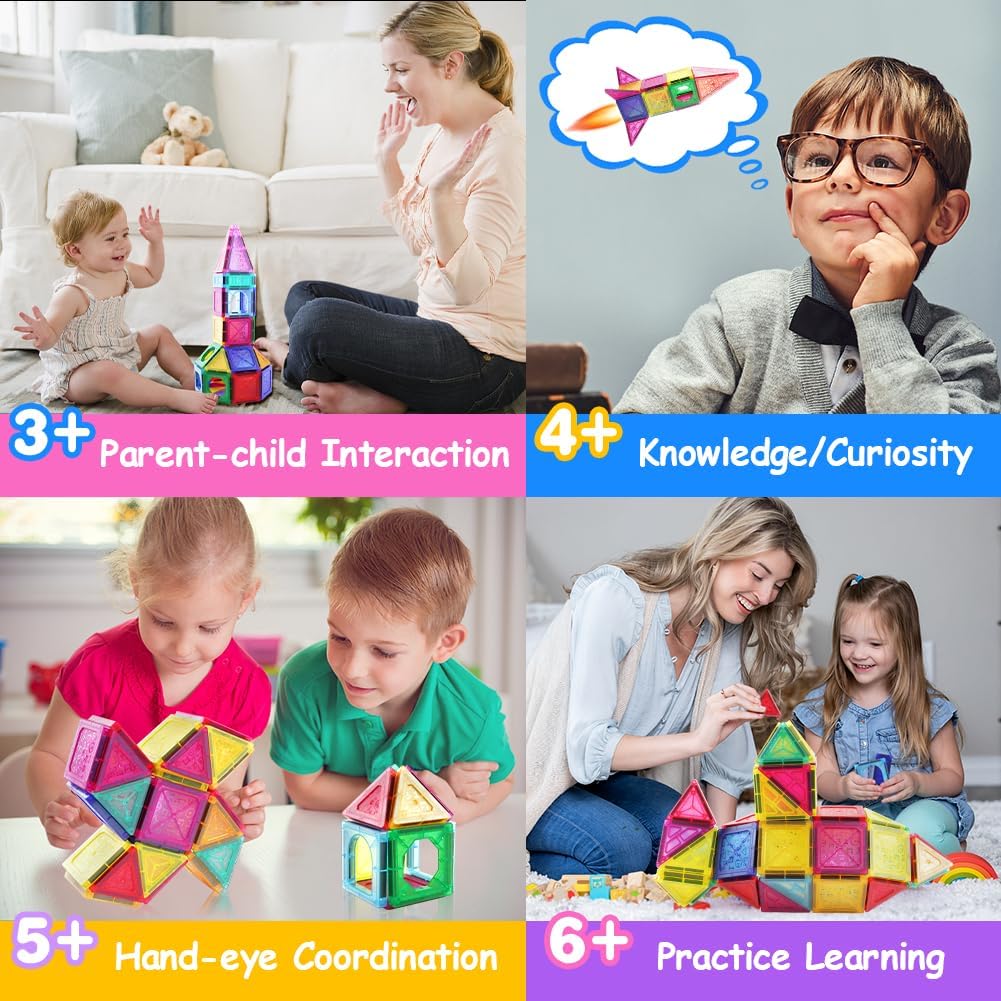 OSDUE 70 Teile Magnetische Bausteine Spielzeug, Magnetspielzeug Magneten Kinder, Montessori Spielzeu