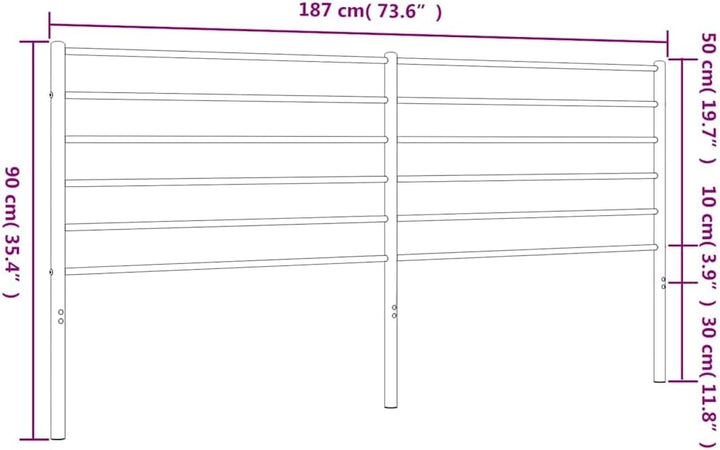 vidaXL Kopfteil, Bettkopfteil aus Stahl Metallkonstruktion, Betthaupt für Bett Metallbett Doppelbett