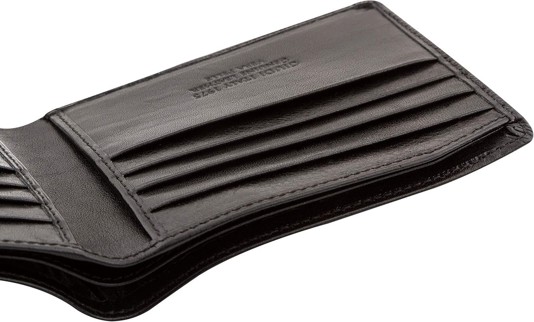 Giudi Herren-Geldbörse, Rindsleder, Mittelgross, Braun (Schwarz), Schwarz